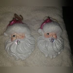 Holiday Time Santa Ornament Pink Hat Blowing Bubble Gum Sassy Walmart Christmas
